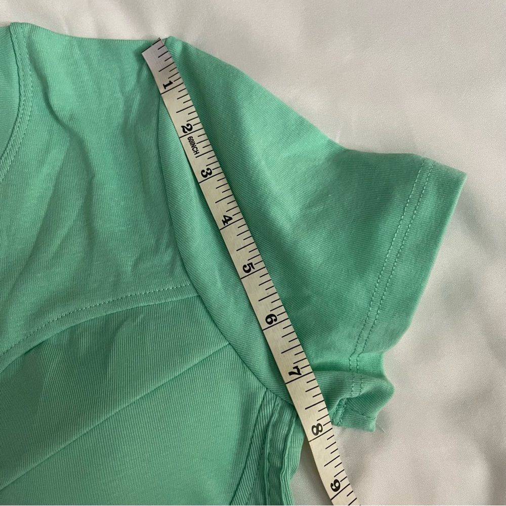 Green mint cropped shirt short sleeve padded cups and rhinestones decor - Picture 10 of 13